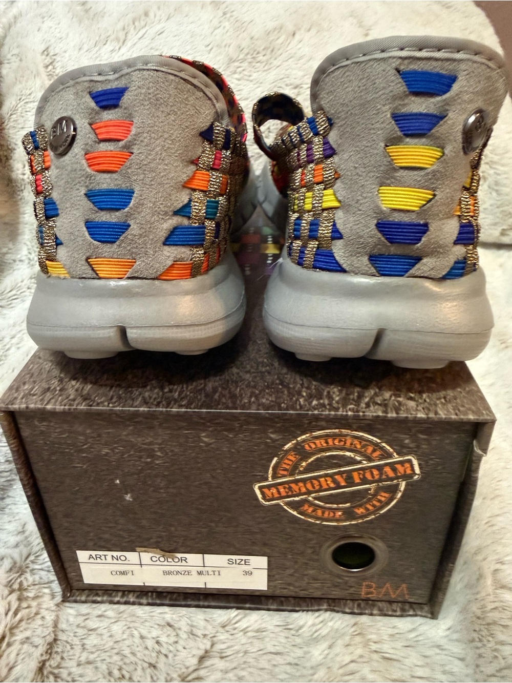 Skechers Kids Gray Slip-On Sneakers with Blue, Yellow & Orange Accents